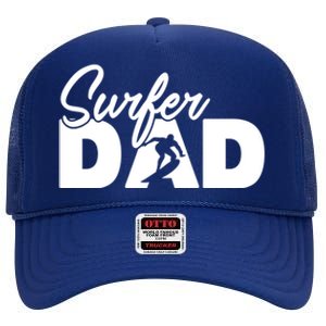 Surfing Papa Funny Surfing Dad Father Gift High Crown Mesh Back Trucker Hat