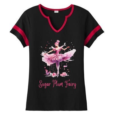 Sugar Plum Fairy Enchanting Nutcracker Ballet Fans Ladies Halftime Notch Neck Tee