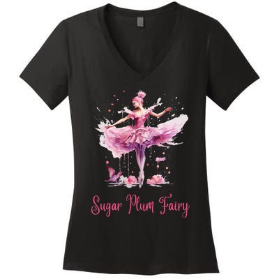 Sugar Plum Fairy Enchanting Nutcracker Ballet Fans Women's V-Neck T-Shirt