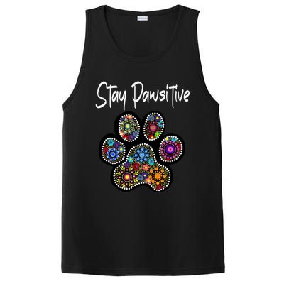 Stay Pawsitive Funny Dotted Paw Print Meaningful Gift PosiCharge Competitor Tank