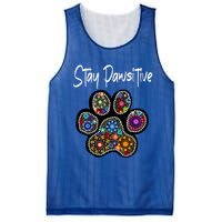 Stay Pawsitive Funny Dotted Paw Print Meaningful Gift Mesh Reversible Basketball Jersey Tank