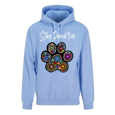 Stay Pawsitive Funny Dotted Paw Print Meaningful Gift Unisex Surf Hoodie