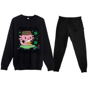 St Patricks Fish O'litl O'lotl Axolotl Fishing Funny Cute Gift Premium Crewneck Sweatsuit Set