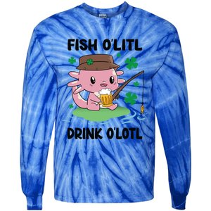 St Patricks Fish O'litl O'lotl Axolotl Fishing Funny Cute Gift Tie-Dye Long Sleeve Shirt