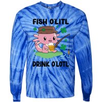 St Patricks Fish O'litl O'lotl Axolotl Fishing Funny Cute Gift Tie-Dye Long Sleeve Shirt