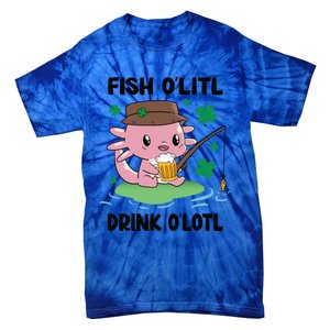 St Patricks Fish O'litl O'lotl Axolotl Fishing Funny Cute Gift Tie-Dye T-Shirt