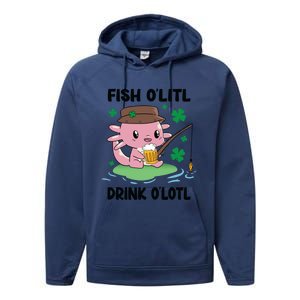 St Patricks Fish O'litl O'lotl Axolotl Fishing Funny Cute Gift Performance Fleece Hoodie