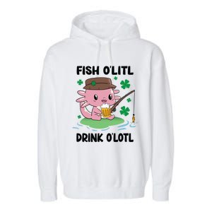 St Patricks Fish O'litl O'lotl Axolotl Fishing Funny Cute Gift Garment-Dyed Fleece Hoodie