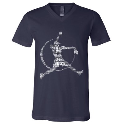 Softball Pitcher Fastpitch T Softball Mom V-Neck T-Shirt