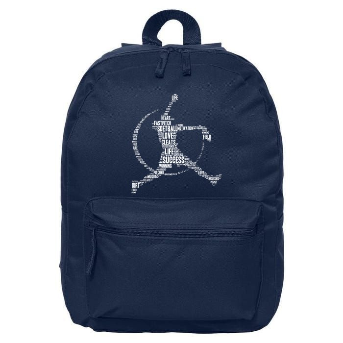 Softball Pitcher Fastpitch T Softball Mom 16 in Basic Backpack