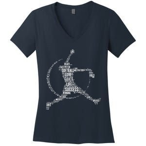 Softball Pitcher Fastpitch T Softball Mom Women's V-Neck T-Shirt