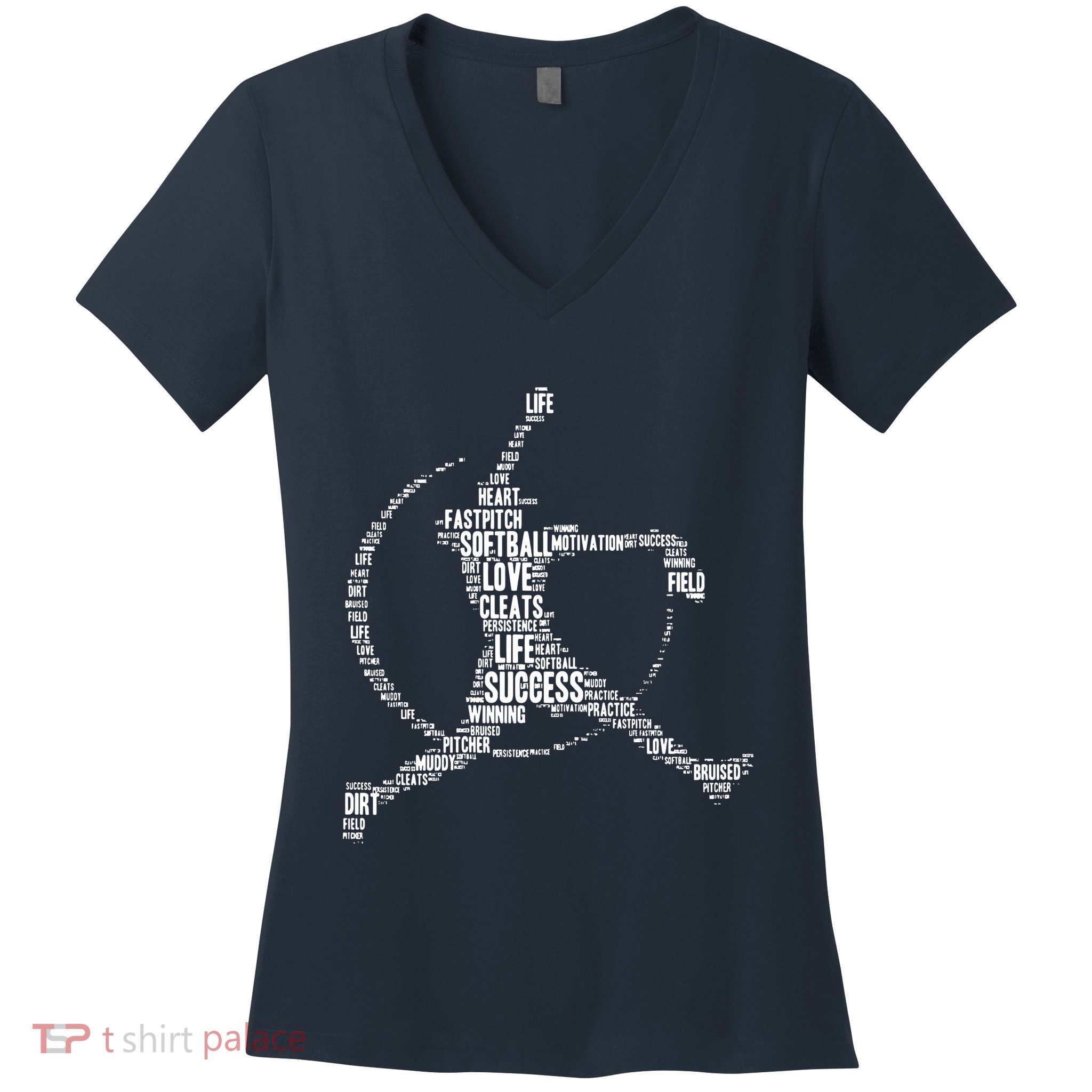 Softball Pitcher Fastpitch T Softball Mom Women's V-Neck T-Shirt