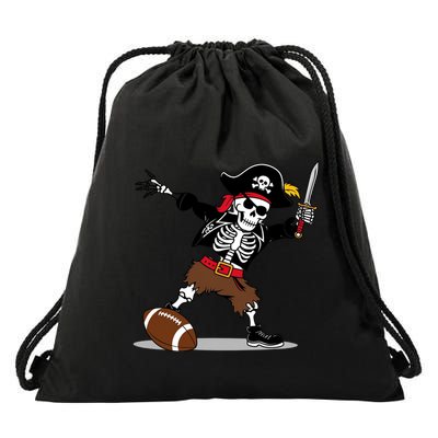 Skeleton Pirate Football Halloween Costume Design Drawstring Bag