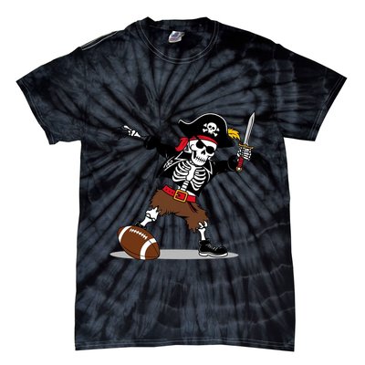 Skeleton Pirate Football Halloween Costume Design Tie-Dye T-Shirt