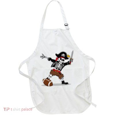 Skeleton Pirate Football Halloween Costume Design Full-Length Apron With Pockets