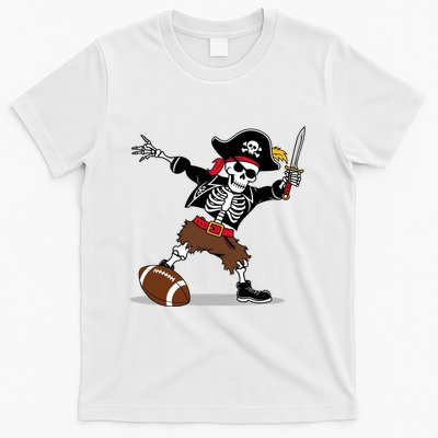 Skeleton Pirate Football Halloween Costume Design T-Shirt
