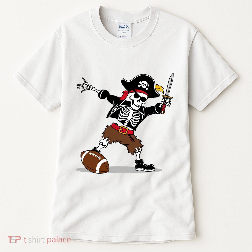 Skeleton Pirate Football Halloween Costume Design Tall T-Shirt
