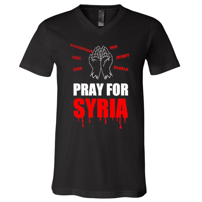 Support Pray For Syria Country Design V-Neck T-Shirt