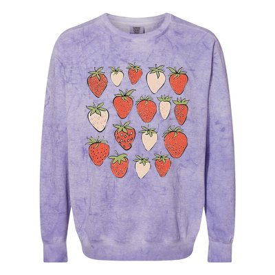 Strawberry Pattern Fruitarian Berry Strawberries Fruit Lover Colorblast Crewneck Sweatshirt