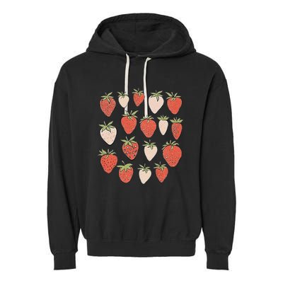 Strawberry Pattern Fruitarian Berry Strawberries Fruit Lover Garment-Dyed Fleece Hoodie