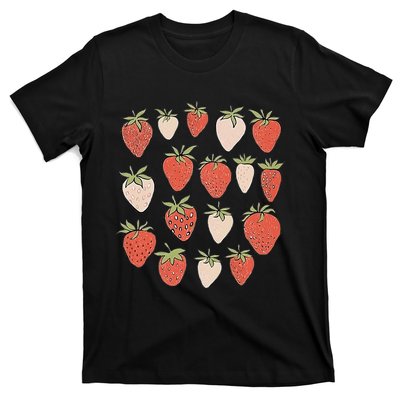 Strawberry Pattern Fruitarian Berry Strawberries Fruit Lover T-Shirt