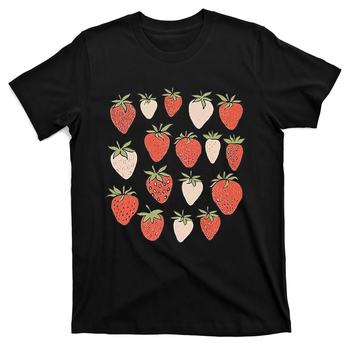 Strawberry Pattern Fruitarian Berry Strawberries Fruit Lover T-Shirt