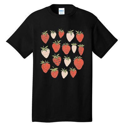 Strawberry Pattern Fruitarian Berry Strawberries Fruit Lover Tall T-Shirt