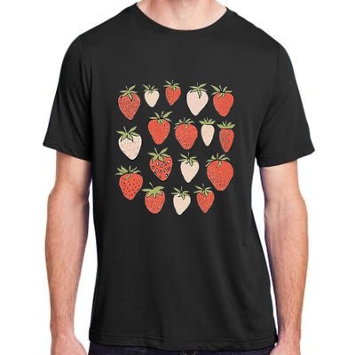 Strawberry Pattern Fruitarian Berry Strawberries Fruit Lover Adult ChromaSoft Performance T-Shirt