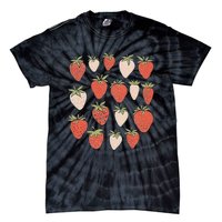 Strawberry Pattern Fruitarian Berry Strawberries Fruit Lover Tie-Dye T-Shirt