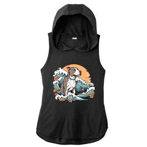 Summer Pitbull Funny Pitbull Mom Dog Mama Beach Vibes Dog Wave Summer Ladies PosiCharge Tri-Blend Wicking Draft Hoodie Tank