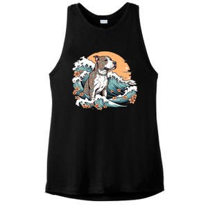 Summer Pitbull Funny Pitbull Mom Dog Mama Beach Vibes Dog Wave Summer Ladies PosiCharge Tri-Blend Wicking Tank