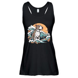 Summer Pitbull Funny Pitbull Mom Dog Mama Beach Vibes Dog Wave Summer Ladies Essential Flowy Tank