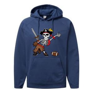 Skeleton Pirate Football Halloween Costume Design Performance Fleece Hoodie