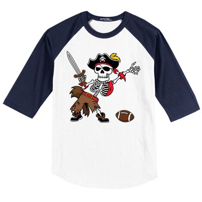 Skeleton Pirate Football Halloween Costume Design Baseball Sleeve Shirt