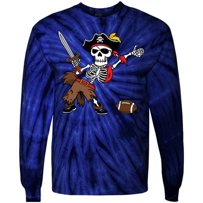 Skeleton Pirate Football Halloween Costume Design Tie-Dye Long Sleeve Shirt