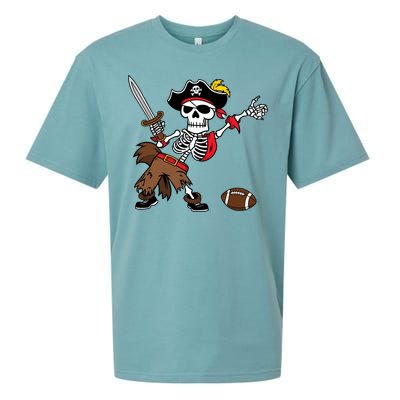 Skeleton Pirate Football Halloween Costume Design Sueded Cloud Jersey T-Shirt