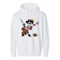 Skeleton Pirate Football Halloween Costume Design Garment-Dyed Fleece Hoodie