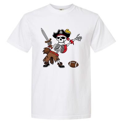 Skeleton Pirate Football Halloween Costume Design Garment-Dyed Heavyweight T-Shirt