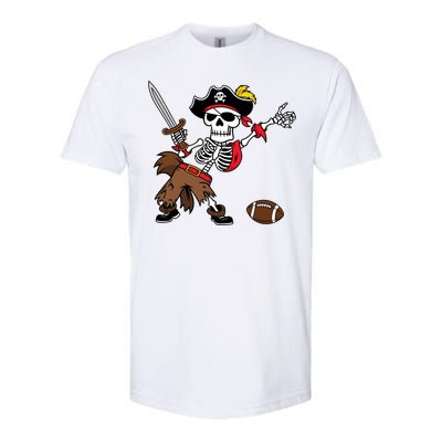 Skeleton Pirate Football Halloween Costume Design Softstyle CVC T-Shirt