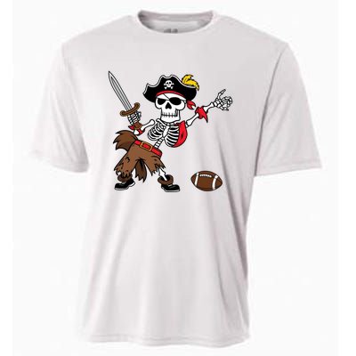 Skeleton Pirate Football Halloween Costume Design Cooling Performance Crew T-Shirt