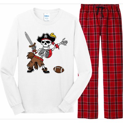 Skeleton Pirate Football Halloween Costume Design Long Sleeve Pajama Set