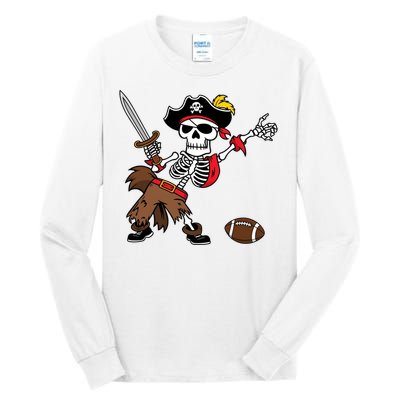 Skeleton Pirate Football Halloween Costume Design Tall Long Sleeve T-Shirt