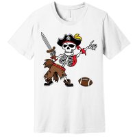 Skeleton Pirate Football Halloween Costume Design Premium T-Shirt