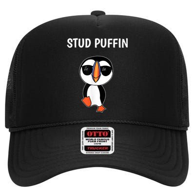 Stud Puffin Funny Bird High Crown Mesh Back Trucker Hat