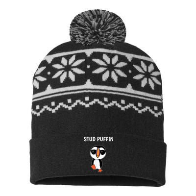 Stud Puffin Funny Bird USA-Made Snowflake Beanie