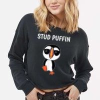Stud Puffin Funny Bird Cropped Pullover Crew