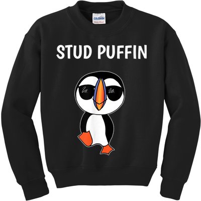 Stud Puffin Funny Bird Kids Sweatshirt