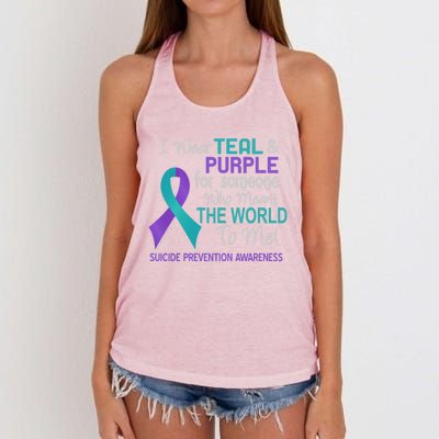 Suicide Prevention Funny Gift For Someone Who Meant World To Me Women's Knotted Racerback Tank