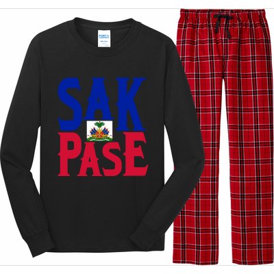 Sak Pase Funny Gift Cute Haitian Creole Pride Funny Gift Long Sleeve Pajama Set