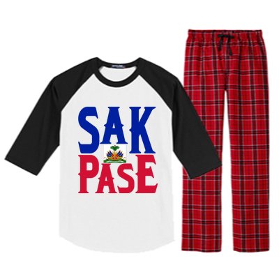 Sak Pase Funny Gift Cute Haitian Creole Pride Funny Gift Raglan Sleeve Pajama Set